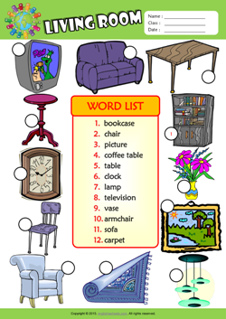 Living Room ESL Printable Worksheets For Kids 3